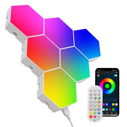 Lot de 6 Appliques Murales Hexagonales RGBIC - Lampe Murale, RGBIC