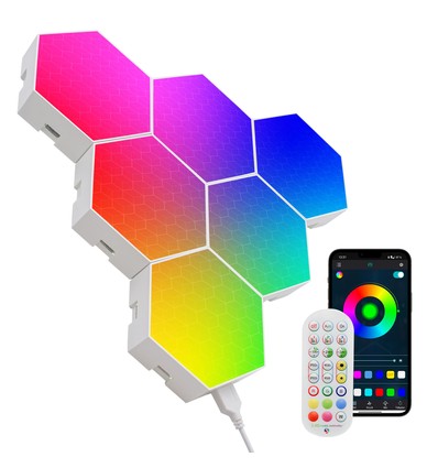 Lot de 6 Appliques Murales Hexagonales RGBIC - Lampe Murale, RGBIC
