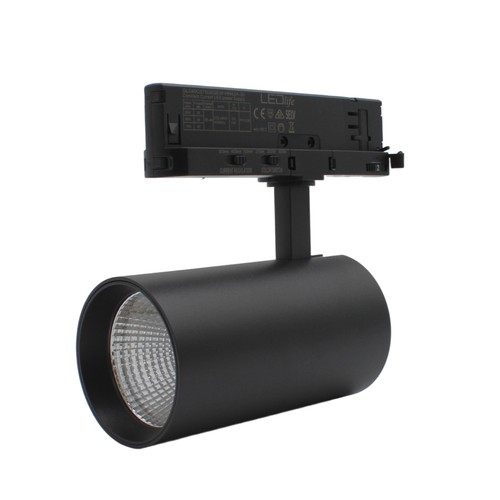 28W 3-fasen RA90 CCT verstelbare spanningsrailspot - 110lm/W, zwart, instelbare CCT + helderheid, flikkervrij