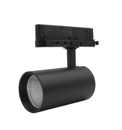 Spot sur rail triphasé 28W RA90 CCT réglable - 110lm/W, noir, CCT + luminosité réglables, sans scintillement