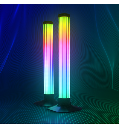 2 stk. ambient gamer bordlamper - RGB løbelys, 360° effekt, 33 cm