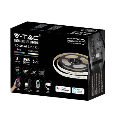 90 LED Stripe Sett - IP65 Stripelys, kompatibel med Alexa, Google Home, RGB+3in1, EU-plugg