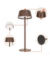 Lampe de table LED rechargeable - Marron, tactile dimmable, IP54