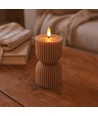 Bougie LED sablier 13,5cm, effet flamme, marron - Ø7,5cm, timer
