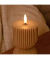 Bougie LED sablier 13,5cm, effet flamme, marron - Ø7,5cm, timer