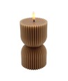 Bougie LED sablier 13,5cm, effet flamme, marron - Ø7,5cm, timer