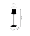 Opladelig LED mini bordlampe - Sort, touch dæmpbar, IP54