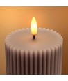Bougie sablier LED 23cm, effet flamme, gris - Ø7,5cm, télécommande, minuterie, vraie cire