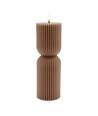 Bougie LED sablier 23cm, effet flamme, marron - Ø7,5cm, timer