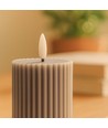 Bougie sablier LED 23cm, effet flamme, gris - Ø7,5cm, télécommande, minuterie, vraie cire