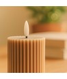 Bougie LED sablier 23cm, effet flamme, marron - Ø7,5cm, timer