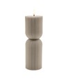 Bougie LED sablier 23cm, effet flamme, gris - Ø7,5cm, timer