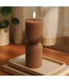 Bougie LED sablier 23cm, effet flamme, marron - Ø7,5cm, timer