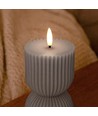 Bougie LED sablier 13,5cm, effet flamme, gris - Ø7,5cm, timer