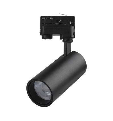 Spot LED COB sur rail 30W - 3 en 1, boîtier noir, réflecteur noir, cache arrière noir