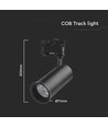 COB LED skinnespot 30W - 3i1, sort hus, sort reflektor, sort bagdæksel