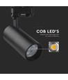 COB LED skinne spotlight 30W - 3i1, svart hus, svart reflektor, svart bakdeksel