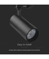 COB LED skinnespot 30W - 3i1, sort hus, sort reflektor, sort bagdæksel