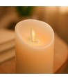 Set de 3 bougies LED, Ø7,5cm, flamme vacillante, blanc - Avec télécommande et minuterie, 10/15/20cm de haut, véritable cire