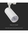 Spot sur rail triphasé 30W CCT, RA90 - changement de couleur 3-en-1, blanc, COB LED