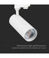 VT-47050 spot sur rail 40W - COB LED, 3en1, boîtier blanc, réflecteur blanc, couvercle arrière blanc