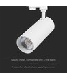 VT-47050 spot sur rail 40W - COB LED, 3en1, boîtier blanc, réflecteur blanc, couvercle arrière blanc