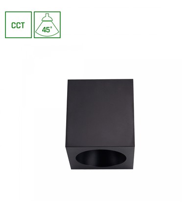 Spot en saillie carré Chloe 7W - CCT, noir, UGR19, 90x90mm, 230V, source lumineuse incl.