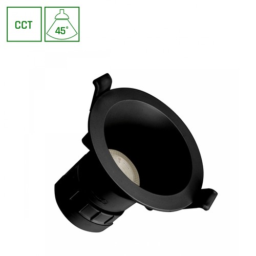 Spot encastrable 7W Fiale Core CCT - Ø9cm, Noir, CCT 3-en-1, Perçage : Ø7,5 cm, faisceau 45 degrés