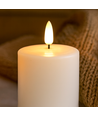 Set de 3 bougies LED, effet flamme, blanc - Avec télécommande et minuterie, 10/12,5/15cm de haut, Ø7,5cm, véritable cire