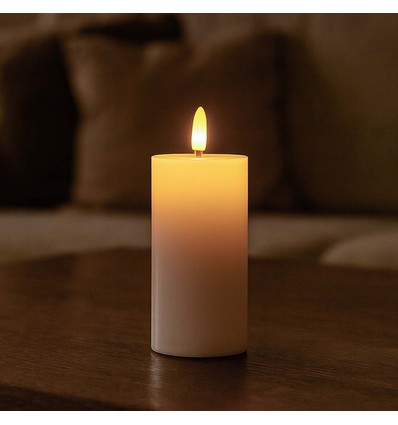 Bougie LED 10cm de haut, effet flamme, blanc - Ø5cm, 10cm de haut, fonctionne avec télécommande, minuterie, véritable cire