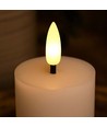 LED Bloklys 10cm høj, flammeeffekt, hvid - Ø5cm, 10cm høj, virker m. fjernbetj, timer, ægte stearin
