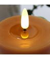 Bougie LED 10cm, aspect fondu, effet flamme - Ø7,5cm, télécommande, vraie cire, marron