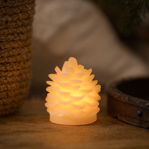 LED kotte ljus, blinkande flameffekt, vit - tänd och släck, höjd 8cm, Ø6cm