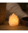 Bougie LED pomme de pin, effet flamme clignotante, blanche - Hauteur 8 cm, Ø6 cm, cire véritable