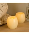 Lot de 2 bougies LED sphériques, effet flamme - Ø5 cm, hauteur 6 cm, vraie cire