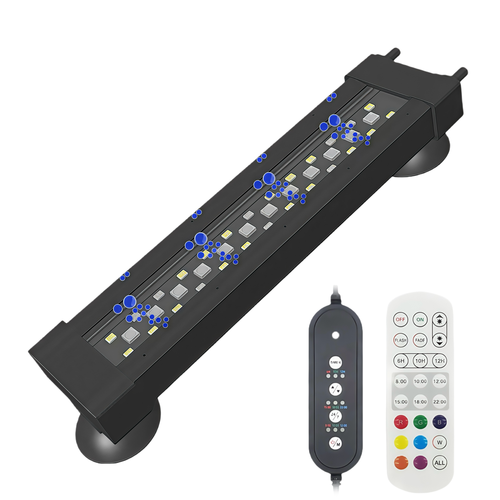 Luminaire pour aquarium 30 cm - 10W, compatible avec pompe à air, RGB+NW, IP68