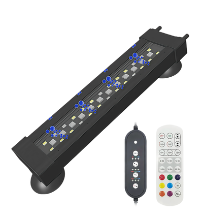 30 cm akvarie armatur - 10W, kan bruges med luftpumpe, RGB+NW, IP68