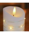 Bougie LED avec guirlande, 15cm, effet flamme - Ø7,5cm, télécommande, vraie cire