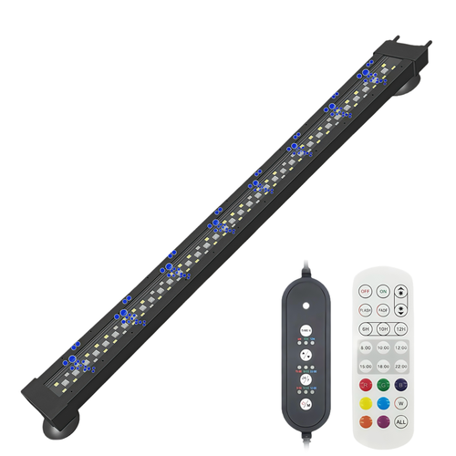 Luminaire pour aquarium 60 cm - 16W, compatible avec pompe à air, RGB+NW, IP68
