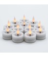 Lot de 12 bougies LED chauffe-plat avec bel effet de flamme - Livrées complètes avec piles, prêtes à l'emploi