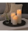 Lot de 3 bougies LED XL, Ø10cm, 17,5/22,5/30cm, flamme mobile, blanc