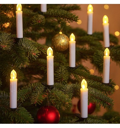 10-pack LED-julbelysning inkl. fjärrkontroll - Batteri, timerfunktion, trådlös, hållare för julgran