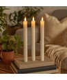 Pack de 3 bougies LED blanches, effet flamme - Ø2,2cm, Hauteur : 24,5cm, cierges, avec télécommande, minuterie