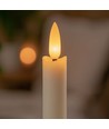 3-pack vita LED-stearinljus, flameffekt - Ø2,2cm, Höjd: 24,5cm, kronljus, fungerar inkl. fjärrkontroll, timer