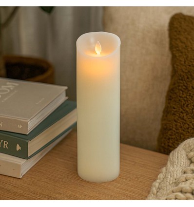 Bougie LED XL 30cm de haut, effet flamme, blanc - Ø10cm, 30cm de haut, fonctionne avec télécommande, minuterie, véritable cire