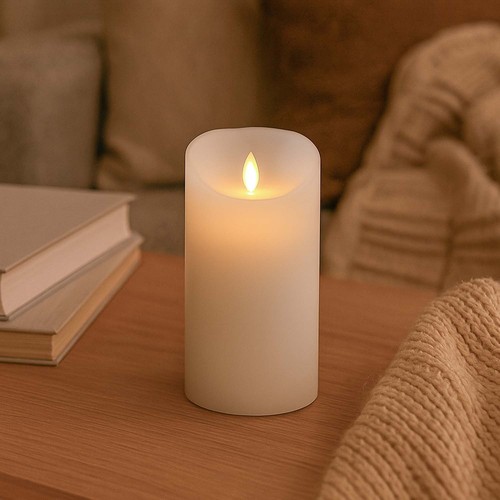 LED XL Kaars 17,5cm, vlameffect, wit - Ø10cm, afstandsbediening, timer, echte was