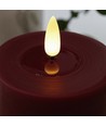 Bougie LED 12,5cm, aspect fondu, effet flamme - Ø7,5cm, télécommande, vraie cire, bordeaux