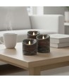 Lot de 3 bougies LED Ø10cm, flamme mobile, noir chiné