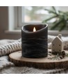 Bougies LED Ø10cm, 3 pcs, flamme mobile, noir chiné - Avec télécommande et minuterie, 10/12,5/15cm, vraie cire