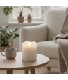 Bougie LED 10cm de haut, effet flamme, blanc - Ø7,5cm, 10cm de haut, fonctionne avec télécommande, minuterie, véritable cire